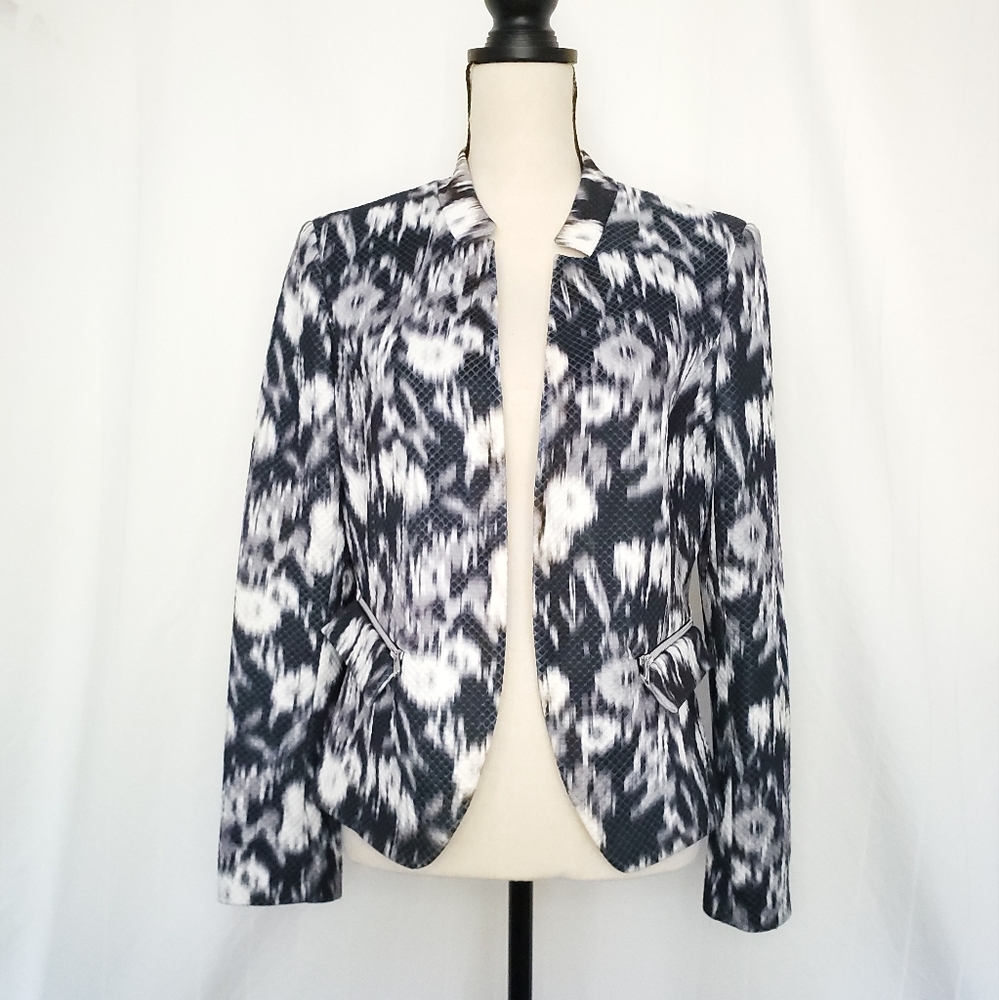 Helene Berman London Black White Abstract Blazer Jacket